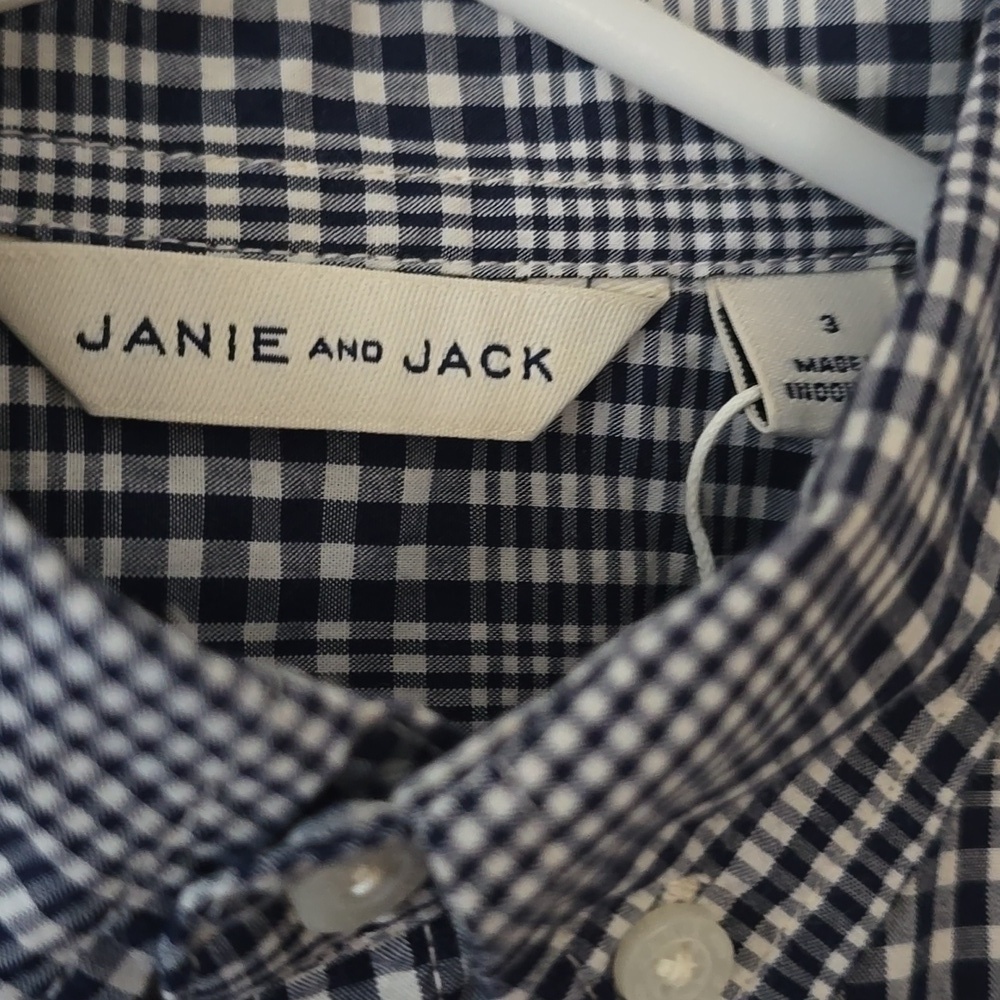 Janie and Jack Toddler Boys Checkprint Button Down sz 3 - Picture 2 of 8